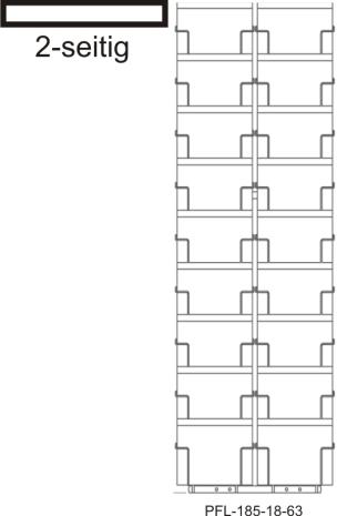 Bodenständer 185 mm, T63mm, 36 Fächer, 2-reihig, 2-seitig, silber